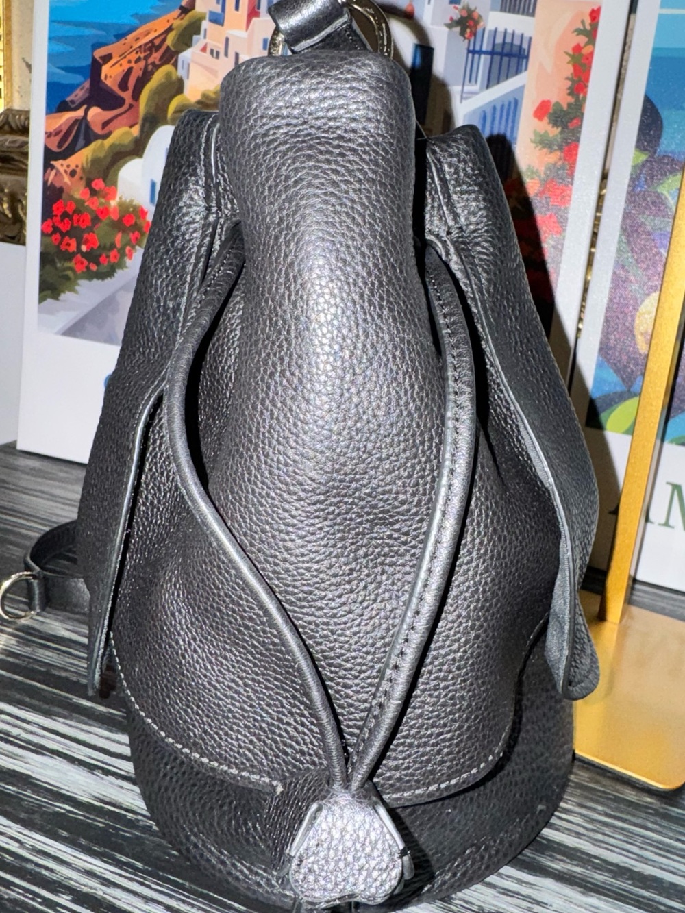 COACH Petal Tea Rose 22 Bucket Bag Black Pebble Leather - Like New 2017 (F11807) - Picture 6 of 15